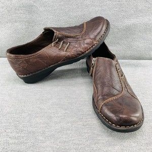 CLARKS BENDABLES Women's Loafer Flat Shoes Size 9 M Brown Leather Side Zip   B12